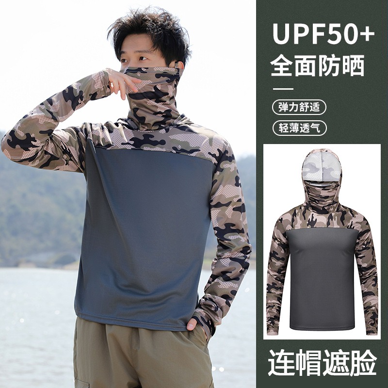 Fishing Shirt Hooded Men Sunsc - Fishing Mask Sun Protection reseña y precio