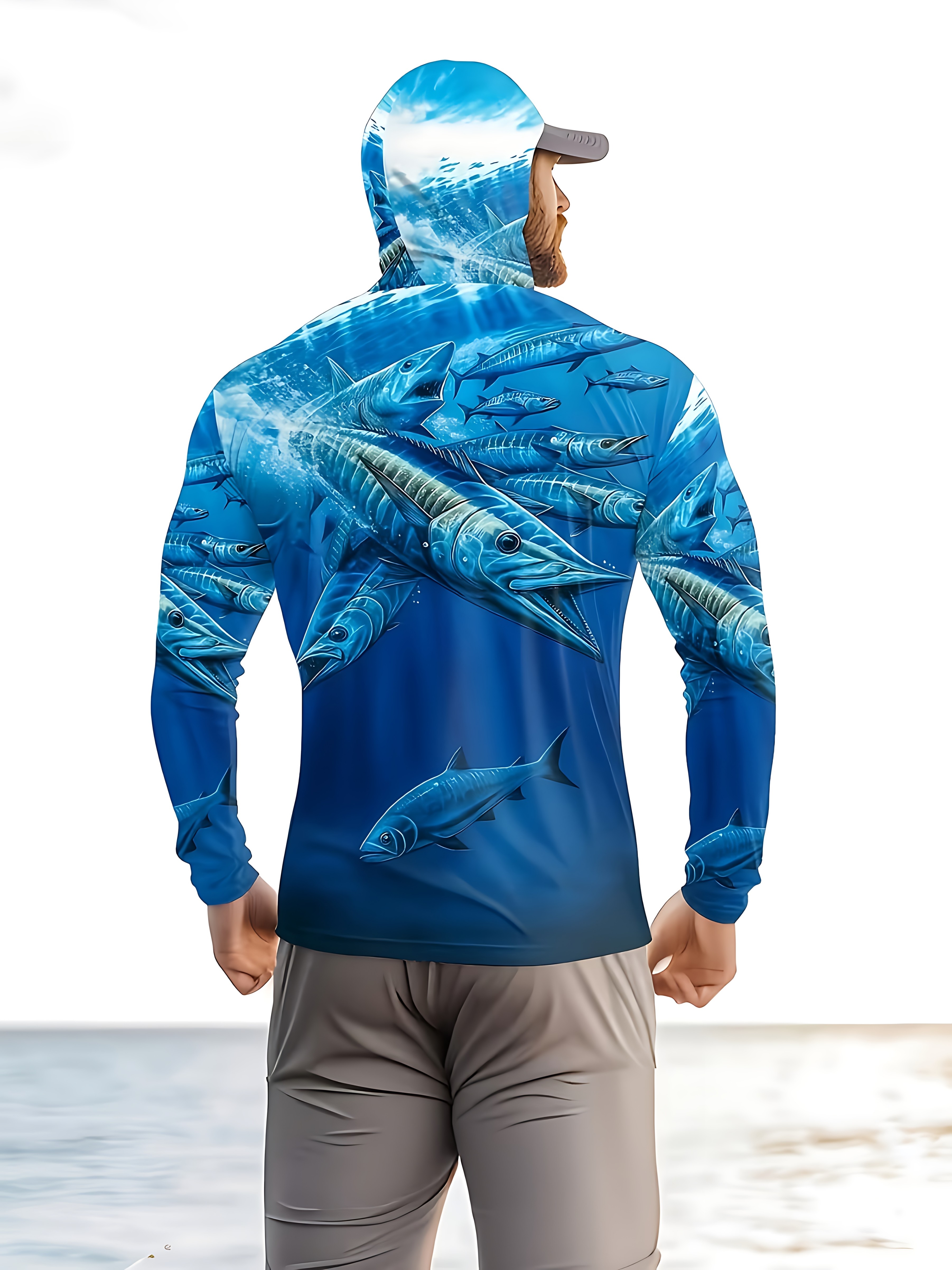 Fishing Shirt Hooded Men Fishi - Fishing Shirt Uv Protection reseña y precio