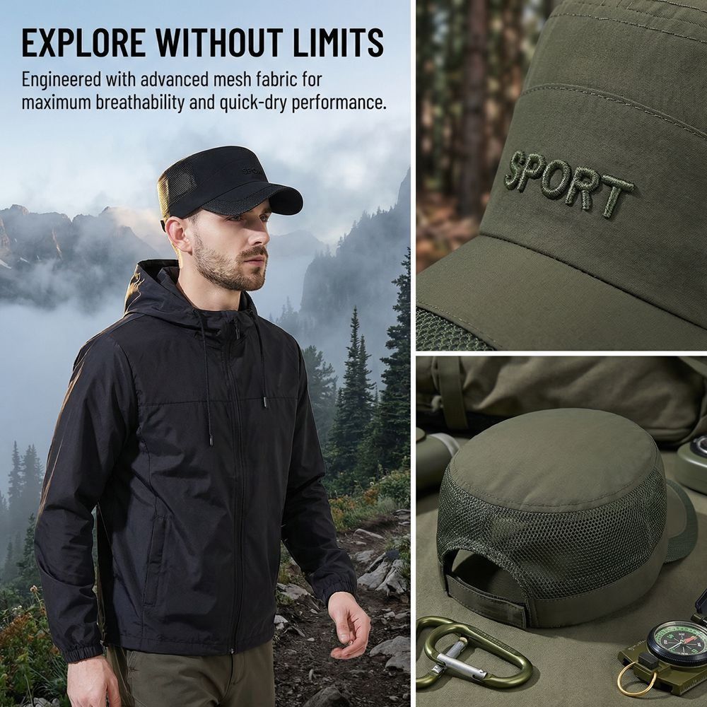 New Adjustable Flat Top Cap Su - Fishing Hat reseña y precio
