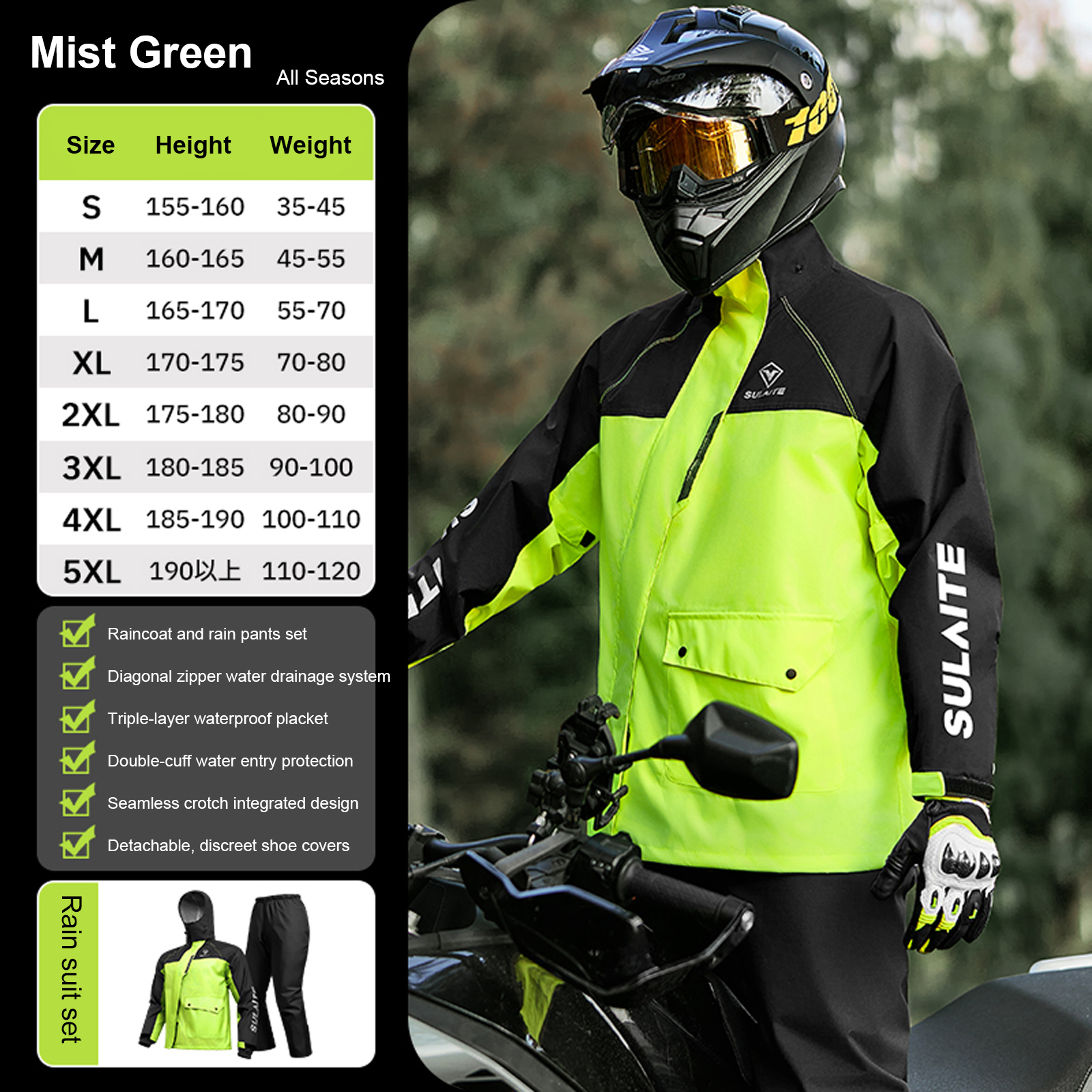 Motorcycle Rain Suit for Men & - Fishing Rain Suit reseña y precio