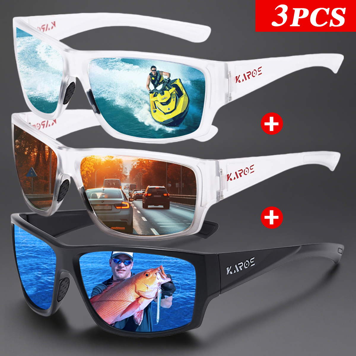 3Pcs/Set Karos Polarized Sungl - Fishing Sunglasses Polarized reseña y precio